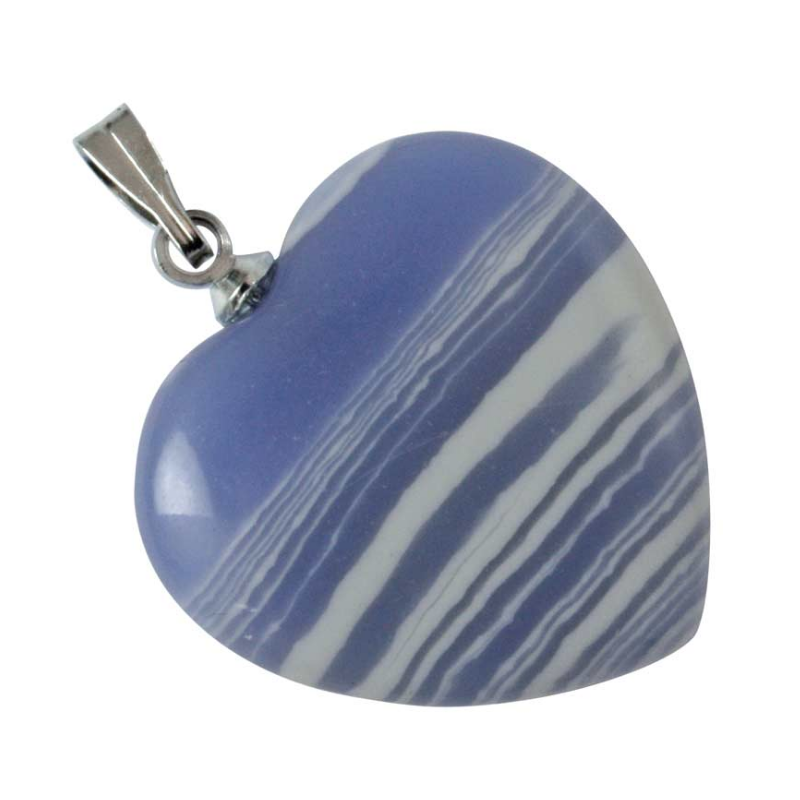 Pendentif calcédoine bleue – coeur 20 mm