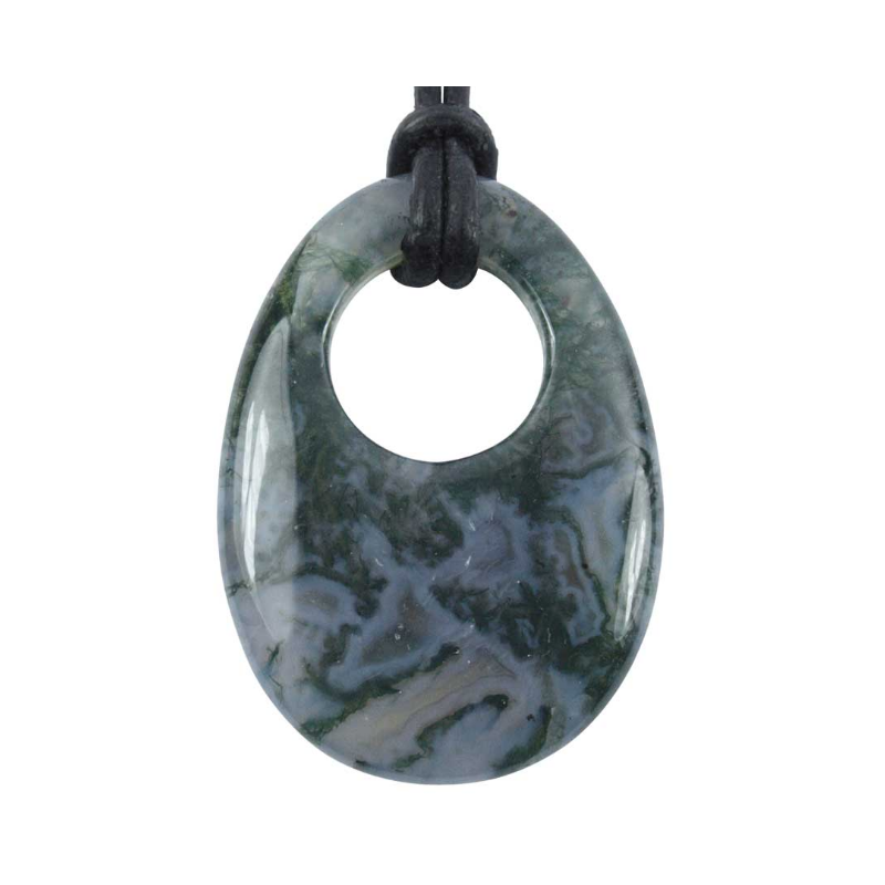 Pendentif agate mousse – donut ovale