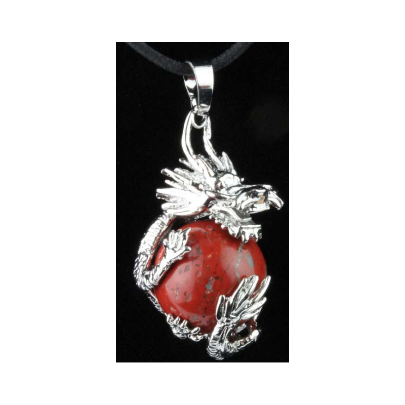 Pendentif jaspe rouge – dragon 16 mm