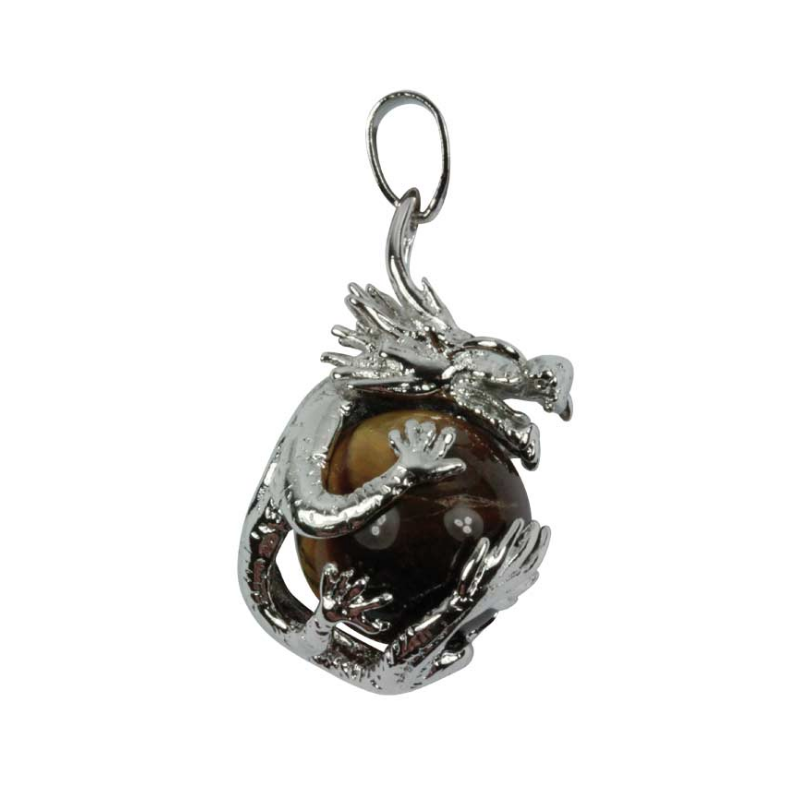 Pendentif oeil de tigre – dragon 16 mm