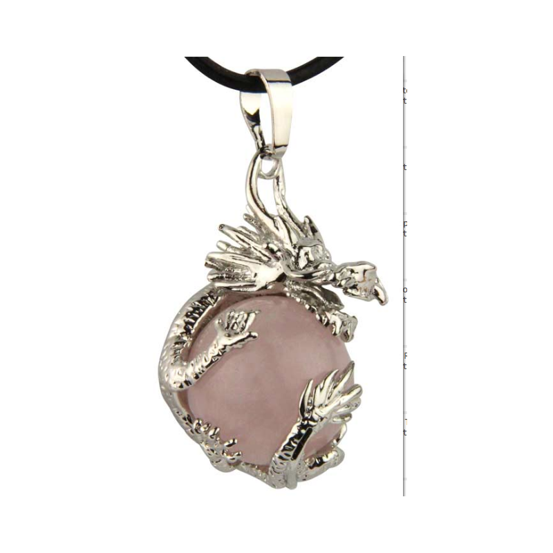 Pendentif quartz rose – dragon 16 mm