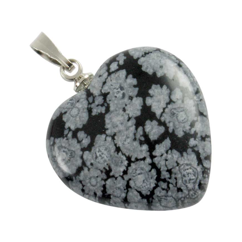 Pendentif Obsidienne neige – coeur 20 mm