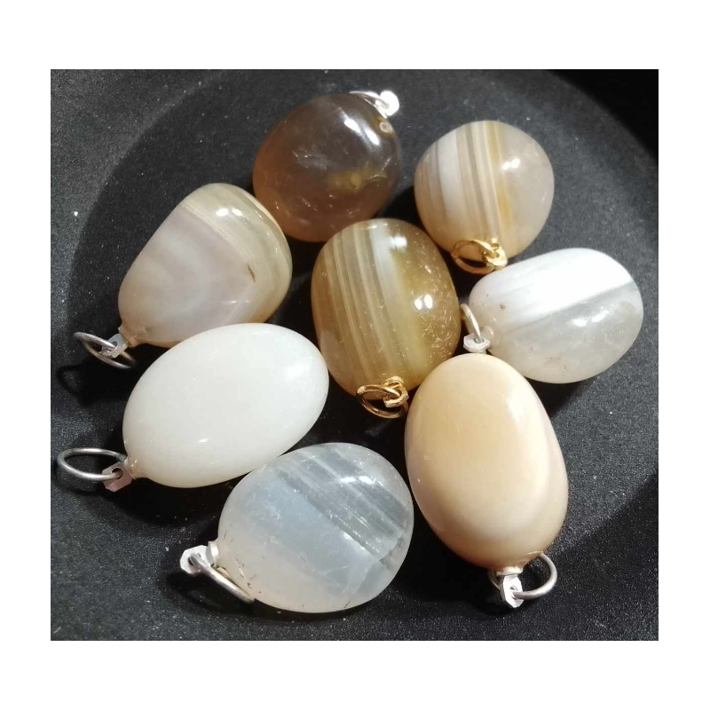 Pendentif agate blanche/jaune